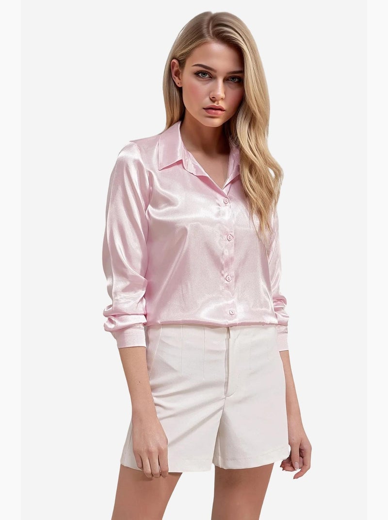 Camicia con bottoni in raso tessuto bdart Rosa chiaro - Kiabi