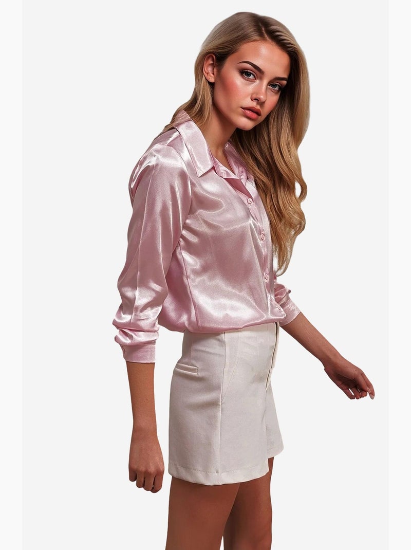 Camicia con bottoni in raso tessuto bdart Rosa chiaro - Kiabi