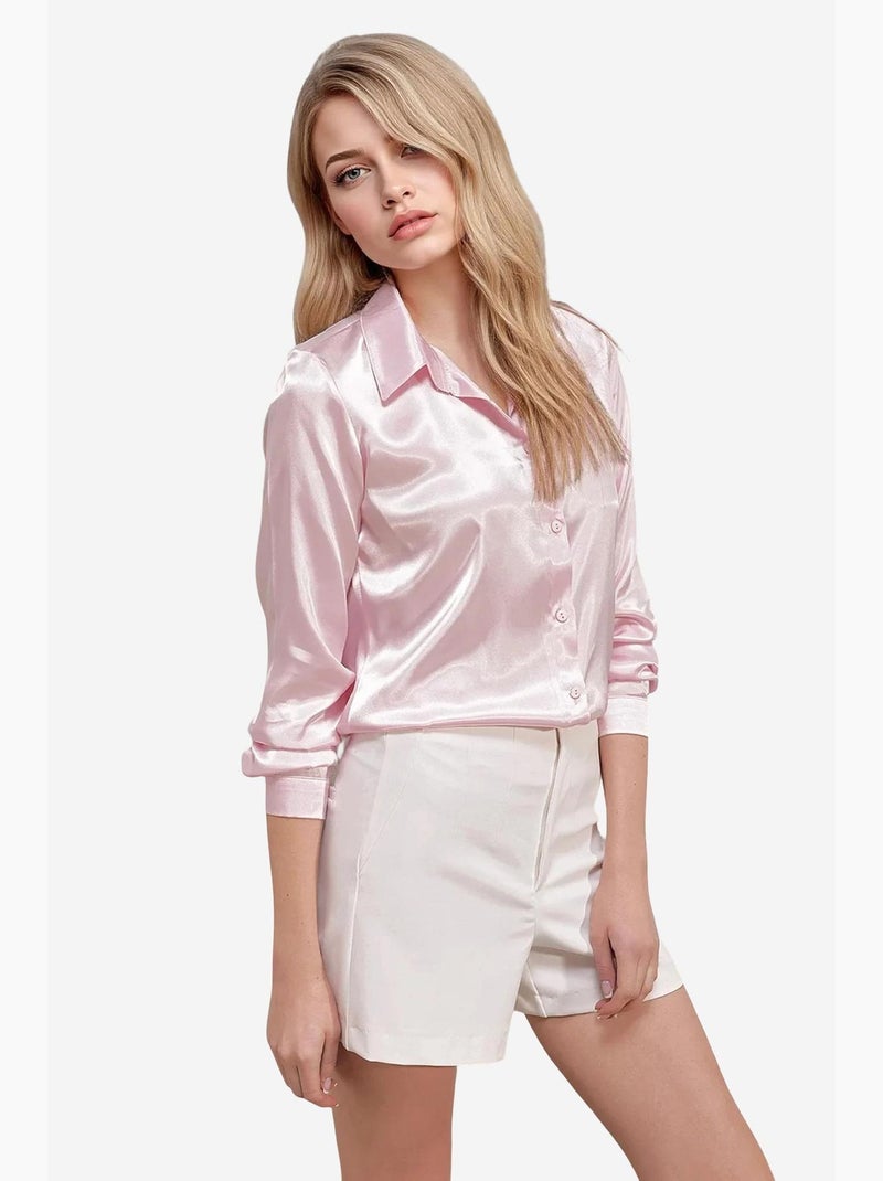 Camicia con bottoni in raso tessuto bdart Rosa chiaro - Kiabi
