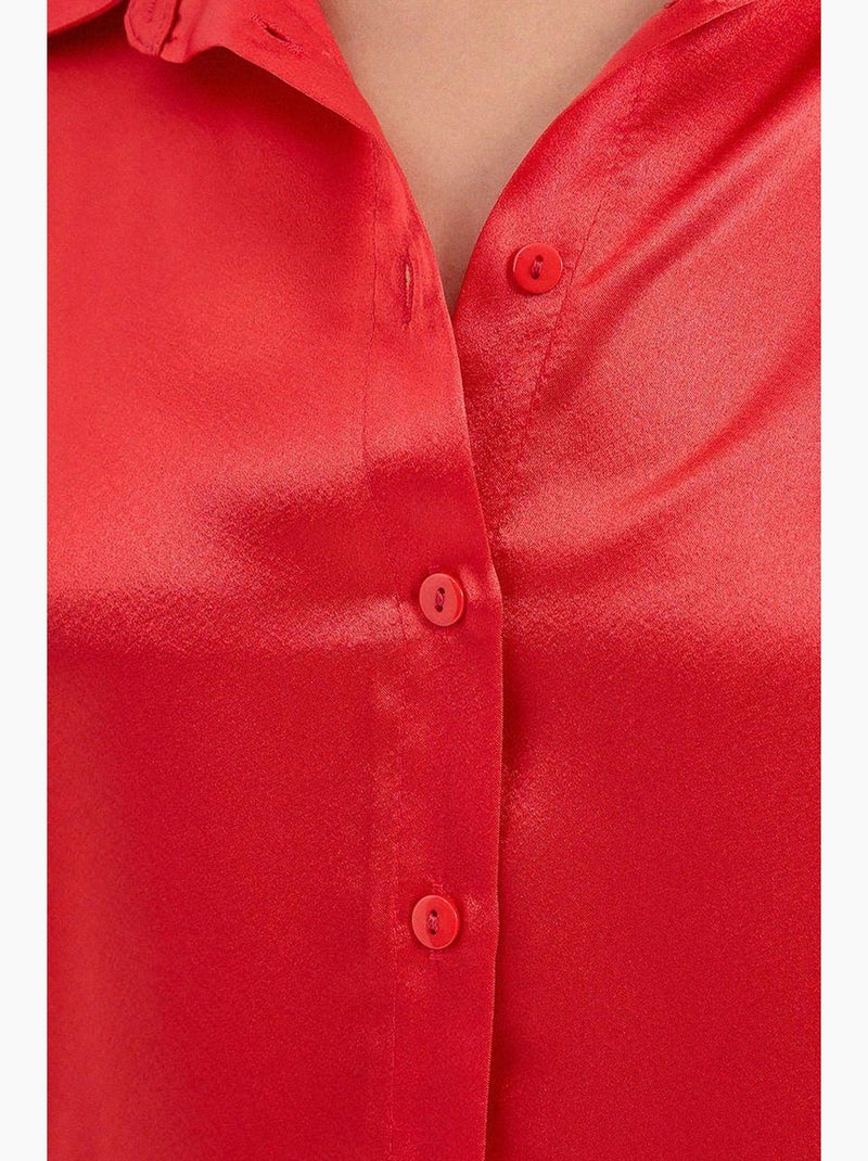 Camicia con bottoni in raso tessuto bdart Rosso - Kiabi