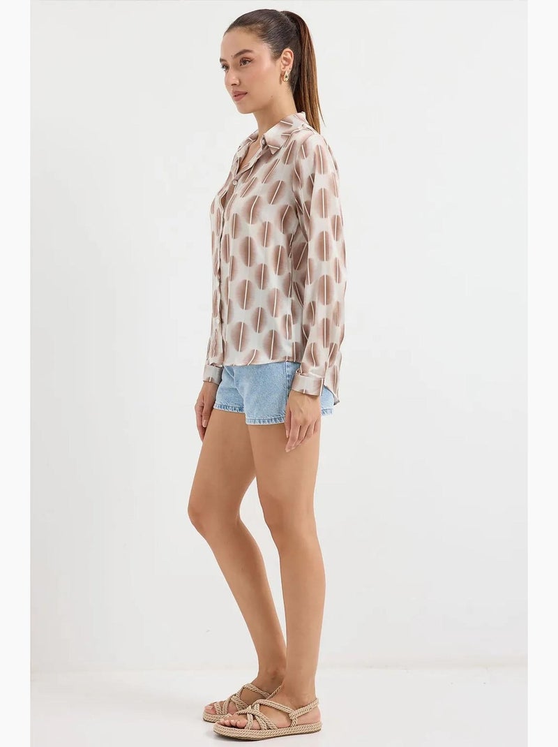 Camicia con bottoni in raso tessuto bdart Tortora - Kiabi
