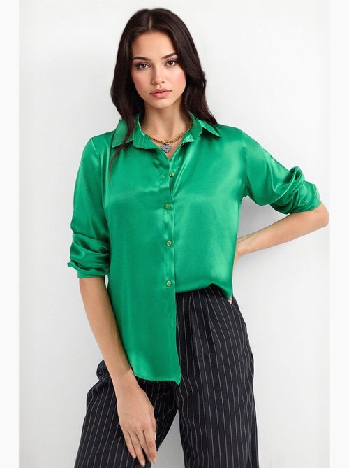 Camicia con bottoni in raso tessuto bdart - Kiabi Camicia con bottoni in raso tessuto bdart - Kiabi