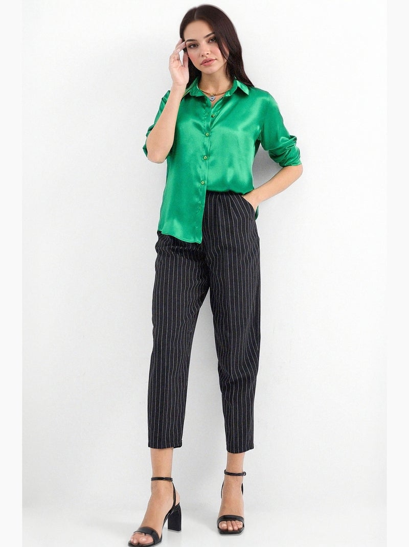 Camicia con bottoni in raso tessuto bdart Verde bottiglia - Kiabi