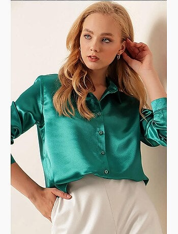 Camicia con bottoni in raso tessuto bdart