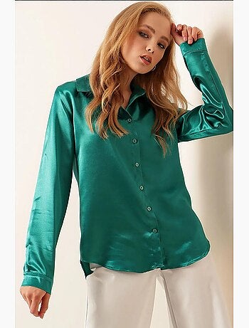 Camicia con bottoni in raso tessuto bdart