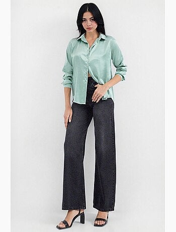 Camicia con bottoni in raso tessuto bdart