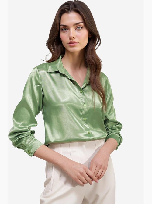 Camicia con bottoni in raso tessuto bdart - Kiabi Camicia con bottoni in raso tessuto bdart - Kiabi