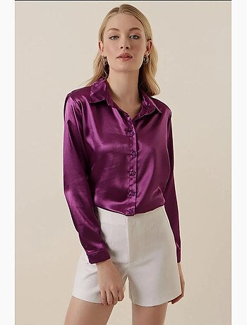 Camicia con bottoni in raso tessuto bdart