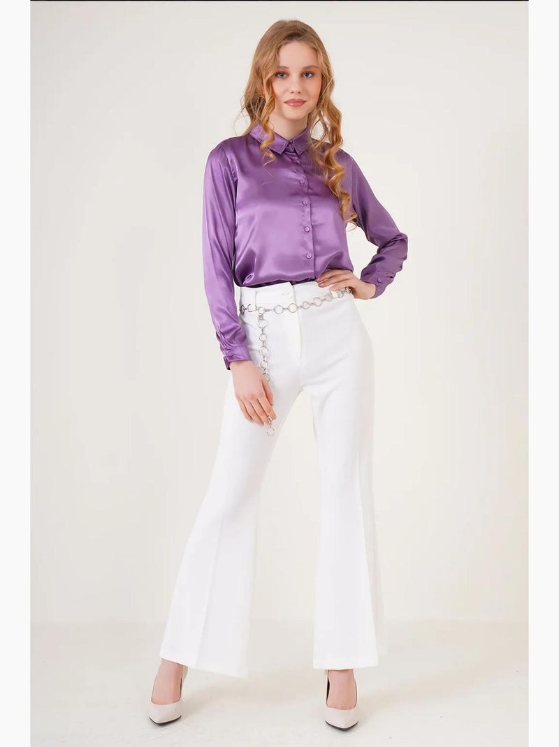 Camicia con bottoni in raso tessuto bdart Viola - Kiabi