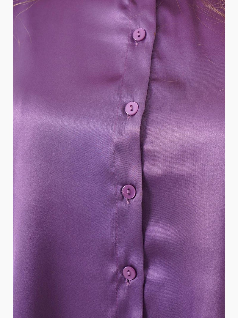 Camicia con bottoni in raso tessuto bdart Viola - Kiabi