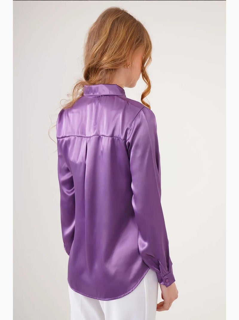 Camicia con bottoni in raso tessuto bdart Viola - Kiabi