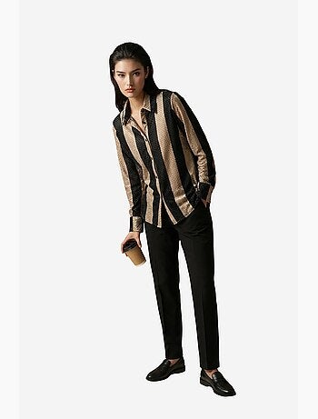 Camicia con bottoni in velluto tessuto a righe my fashion
