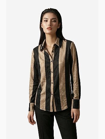 Camicia con bottoni in velluto tessuto a righe my fashion