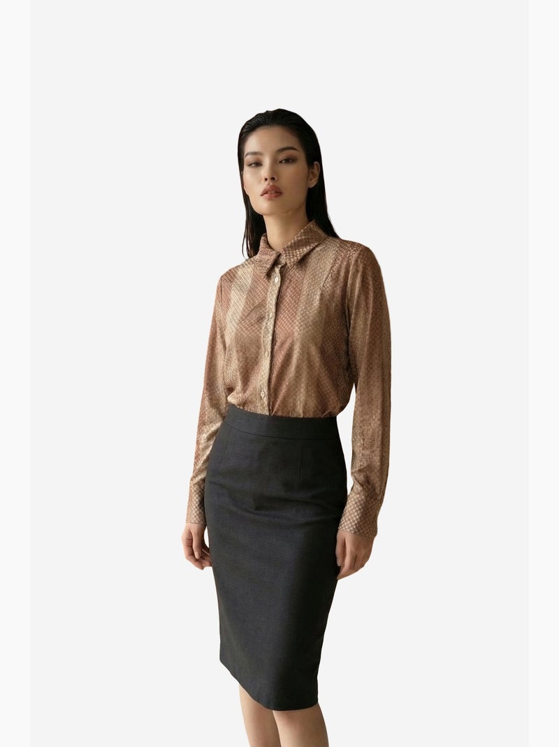 Camicia con bottoni in velluto tessuto a righe my fashion Cammello - Kiabi