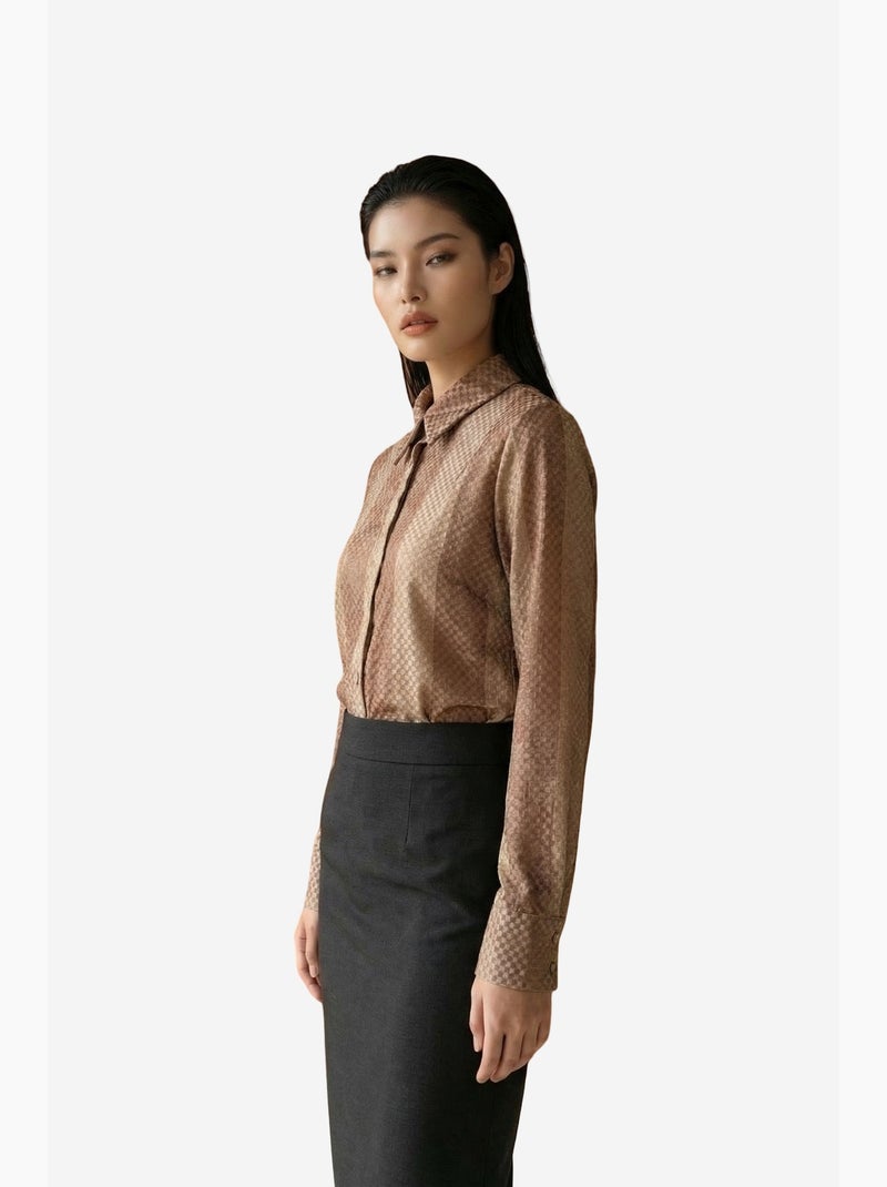 Camicia con bottoni in velluto tessuto a righe my fashion Cammello - Kiabi