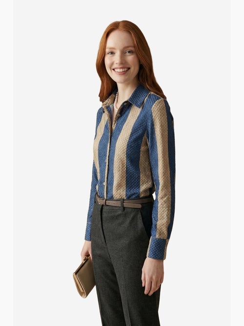 Camicia con bottoni in velluto tessuto a righe my fashion - Kiabi Camicia con bottoni in velluto tessuto a righe my fashion - Kiabi