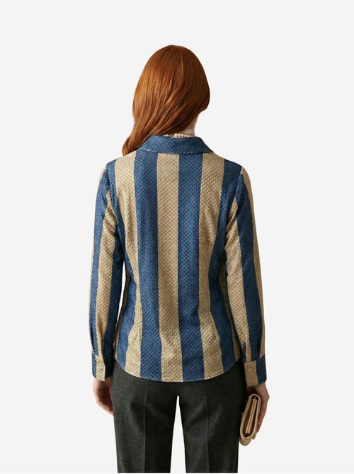 Camicia con bottoni in velluto tessuto a righe my fashion - Kiabi Camicia con bottoni in velluto tessuto a righe my fashion - Kiabi