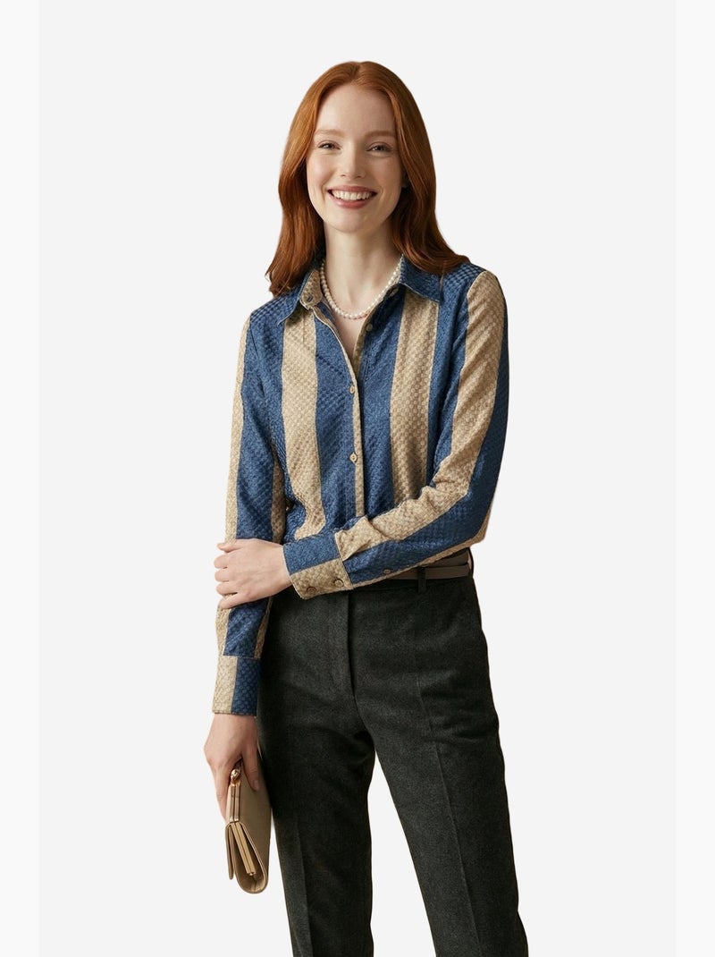 Camicia con bottoni in velluto tessuto a righe my fashion Sabbia - Kiabi