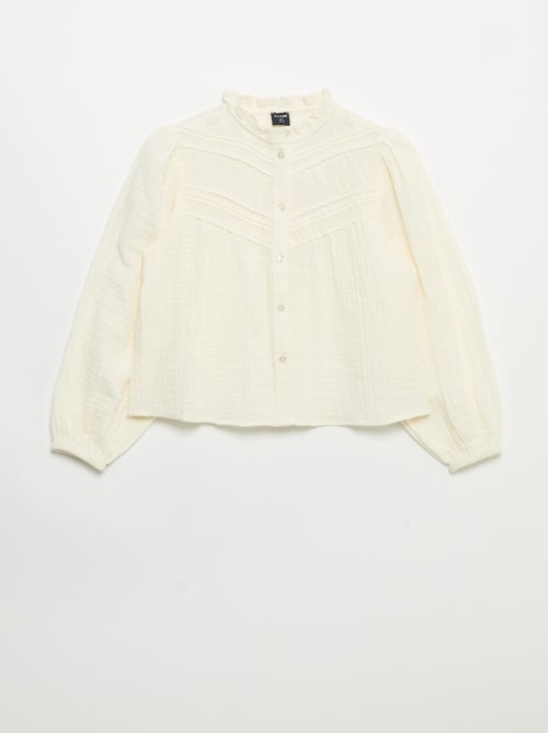 Camicia con colletto a volant e ricami - Kiabi Camicia con colletto a volant e ricami - Kiabi