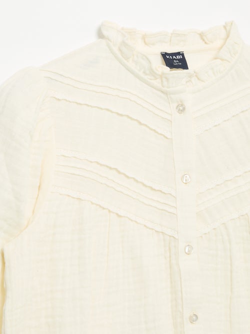 Camicia con colletto a volant e ricami - Kiabi Camicia con colletto a volant e ricami - Kiabi