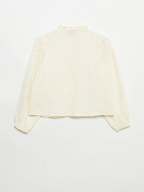 Camicia con colletto a volant e ricami - Kiabi Camicia con colletto a volant e ricami - Kiabi