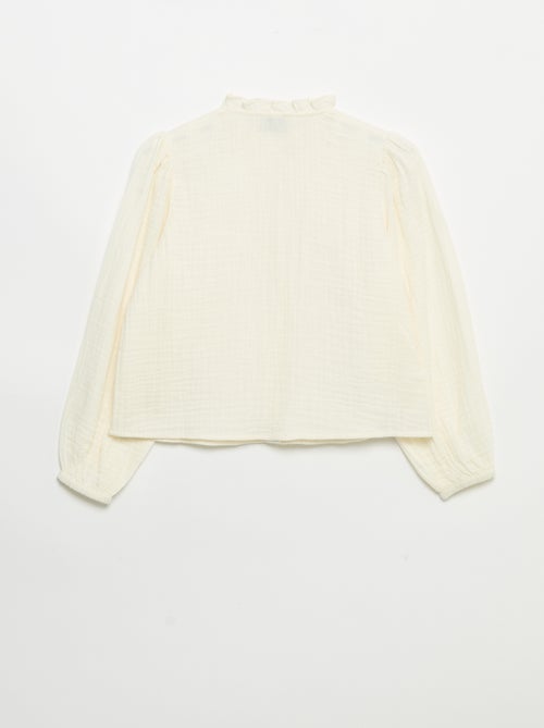 Camicia con colletto a volant e ricami - Kiabi