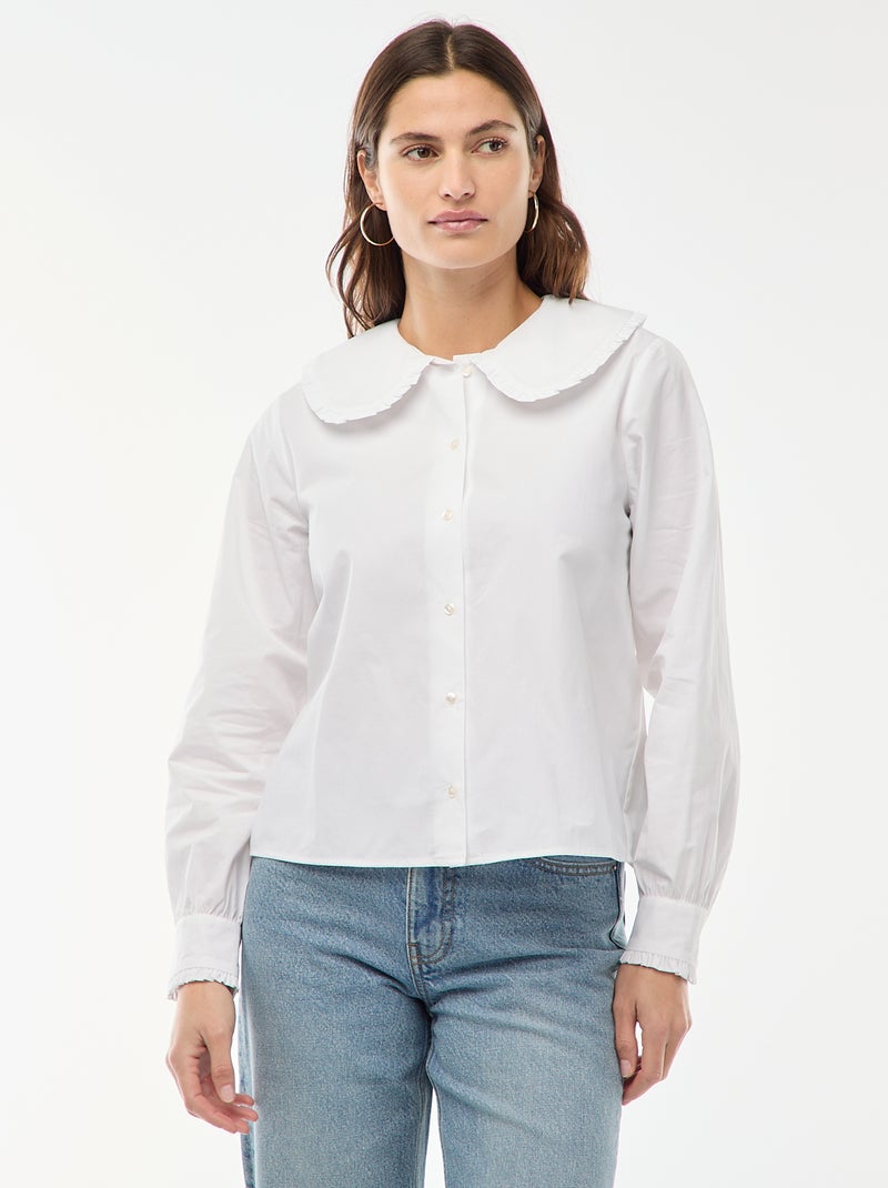 Camicia con colletto alla Claudine Bianco - Kiabi