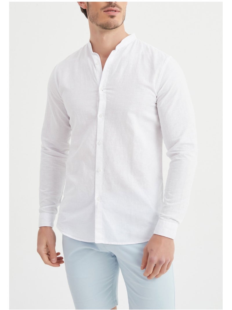 Camicia con colletto Mao Kebello Bianco - Kiabi