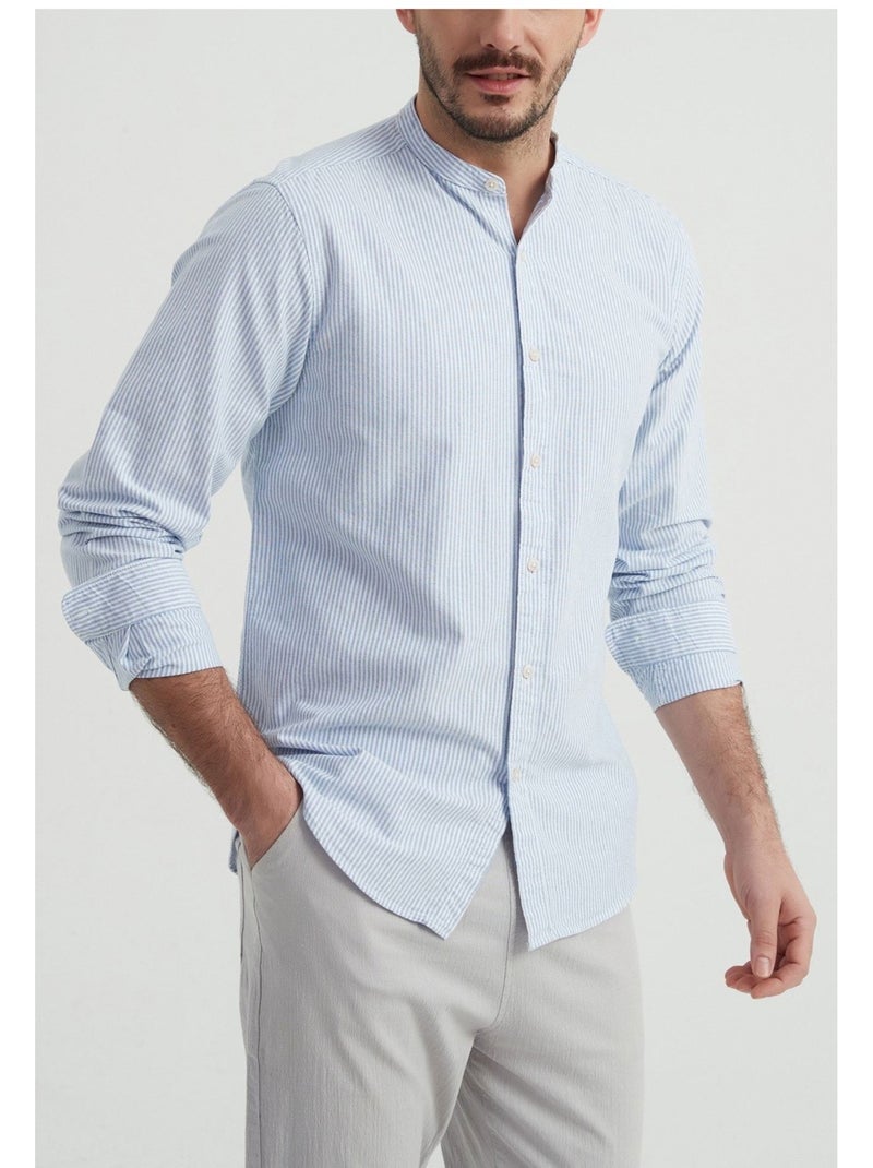 Camicia con colletto Mao Kebello Blu cielo - Kiabi