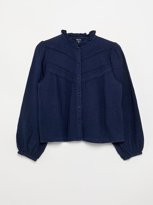 Camicia con collo a volant e ricami - Kiabi