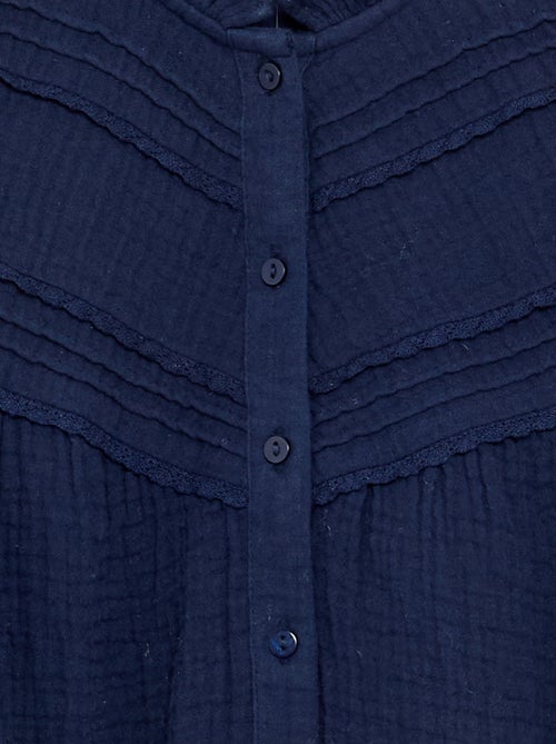 Camicia con collo a volant e ricami - Kiabi