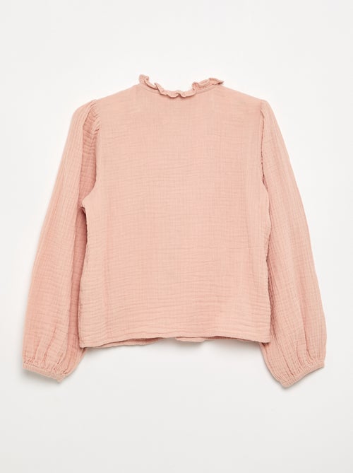 Camicia con collo a volant e ricami - Kiabi