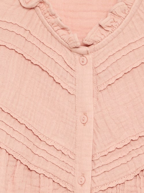 Camicia con collo a volant e ricami - Kiabi