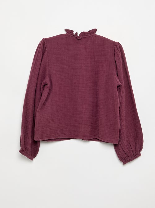 Camicia con collo a volant e ricami - Kiabi