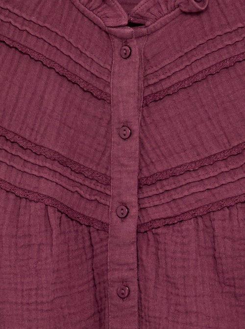 Camicia con collo a volant e ricami - Kiabi