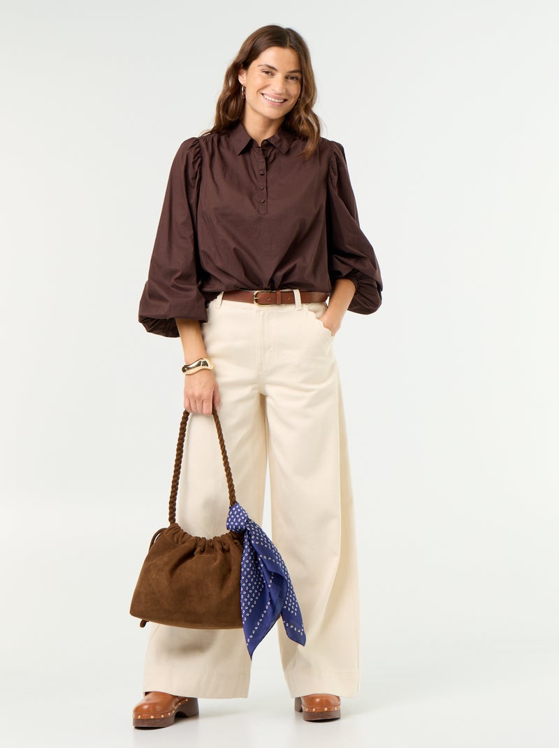 Camicia con collo abbottonato Marrone - Kiabi