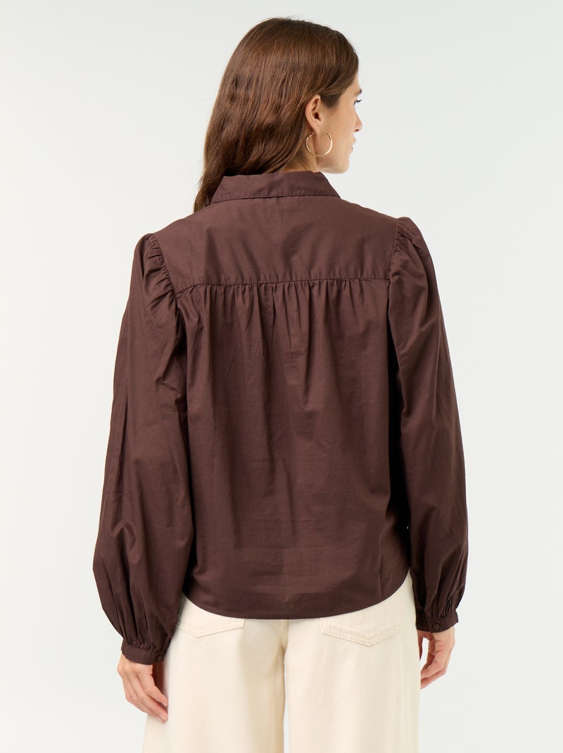 Camicia con collo abbottonato Marrone - Kiabi