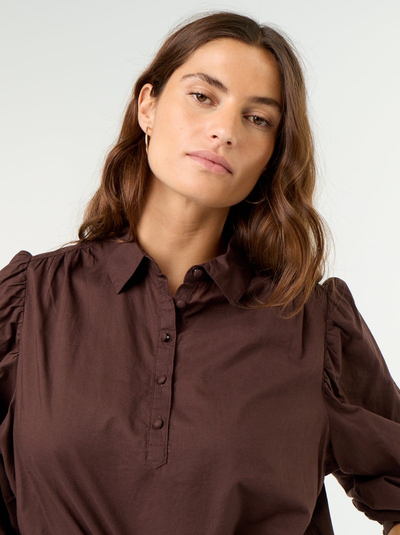 Camicia con collo abbottonato Marrone - Kiabi