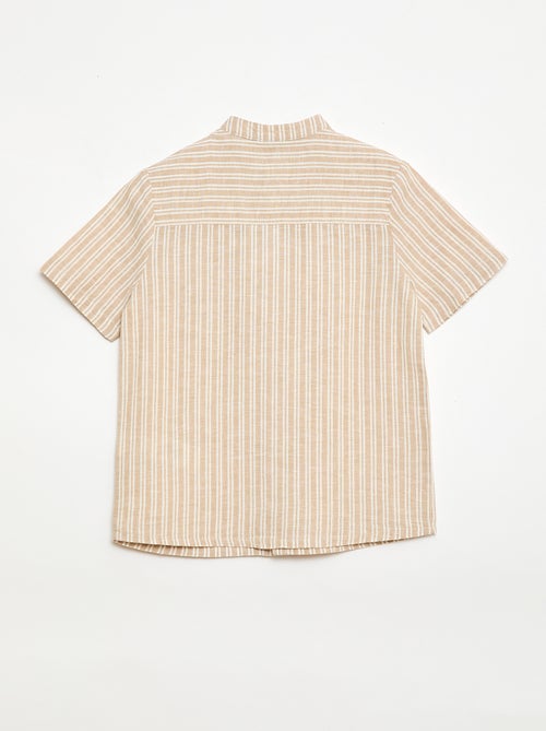 Camicia con collo alla coreana a maniche corte in cotone e lino - Kiabi Camicia con collo alla coreana a maniche corte in cotone e lino - Kiabi