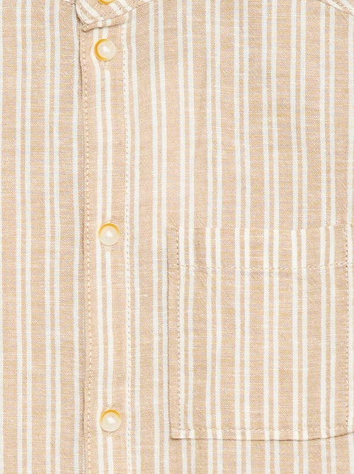 Camicia con collo alla coreana a maniche corte in cotone e lino - Kiabi Camicia con collo alla coreana a maniche corte in cotone e lino - Kiabi