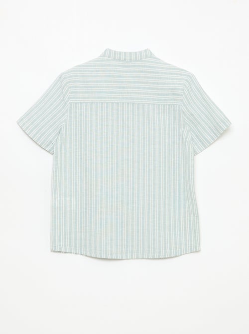 Camicia con collo alla coreana a maniche corte in cotone e lino - Kiabi Camicia con collo alla coreana a maniche corte in cotone e lino - Kiabi