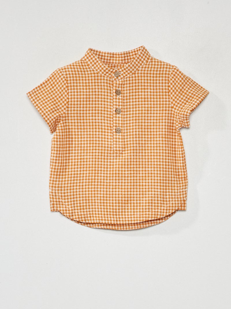 Camicia con collo alla coreana BIANCO - Kiabi