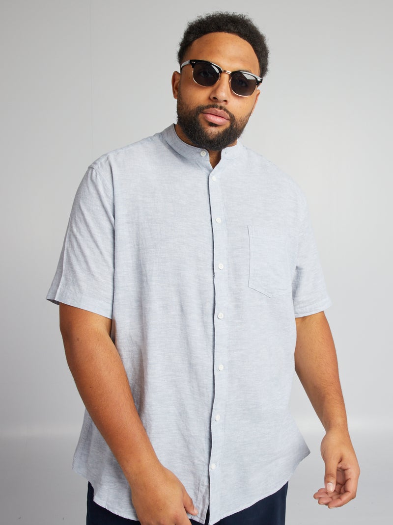 Camicia con collo alla coreana BLU - Kiabi
