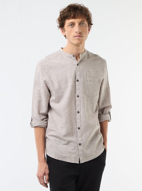 Camicia con collo alla coreana e lino - Kiabi Camicia con collo alla coreana e lino - Kiabi