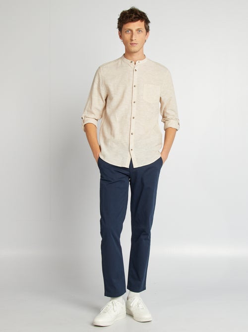 Camicia con collo alla coreana e lino - Kiabi