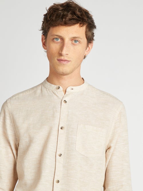 Camicia con collo alla coreana e lino - Kiabi