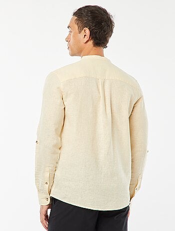 Camicia con collo alla coreana e lino