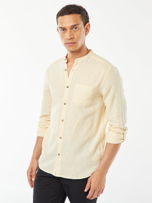 Camicia con collo alla coreana e lino - Kiabi