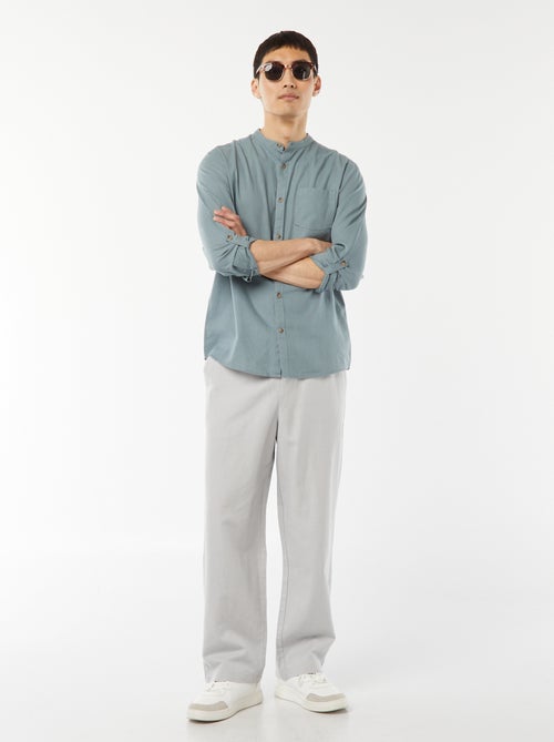 Camicia con collo alla coreana e lino - Kiabi