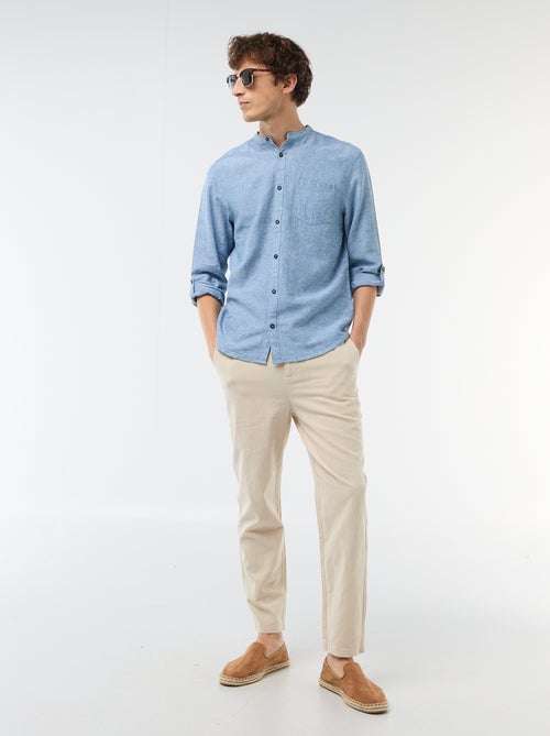 Camicia con collo alla coreana e lino - Kiabi Camicia con collo alla coreana e lino - Kiabi